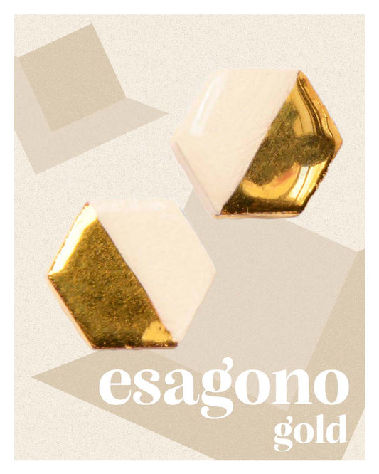 Orecchini Esagono Oro - Amapola Ceramica - Gold Edition - Amapola Ceramica