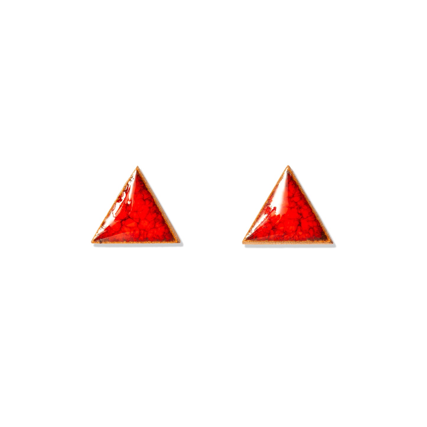 triangolo rosso; orecchini ceramica